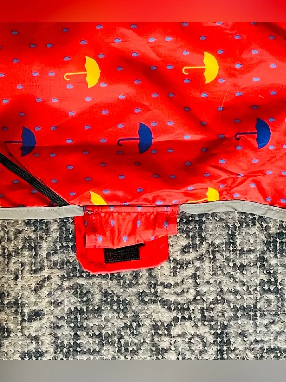 Waterproof Red Umbrella-Print Dog Hooded Raincoat